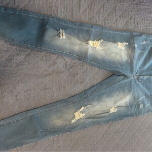 Distressed Blue Jeans